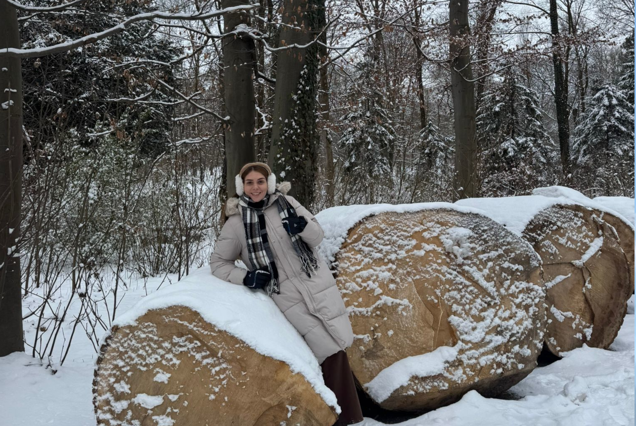 Munich in winter with snow and Christmas market