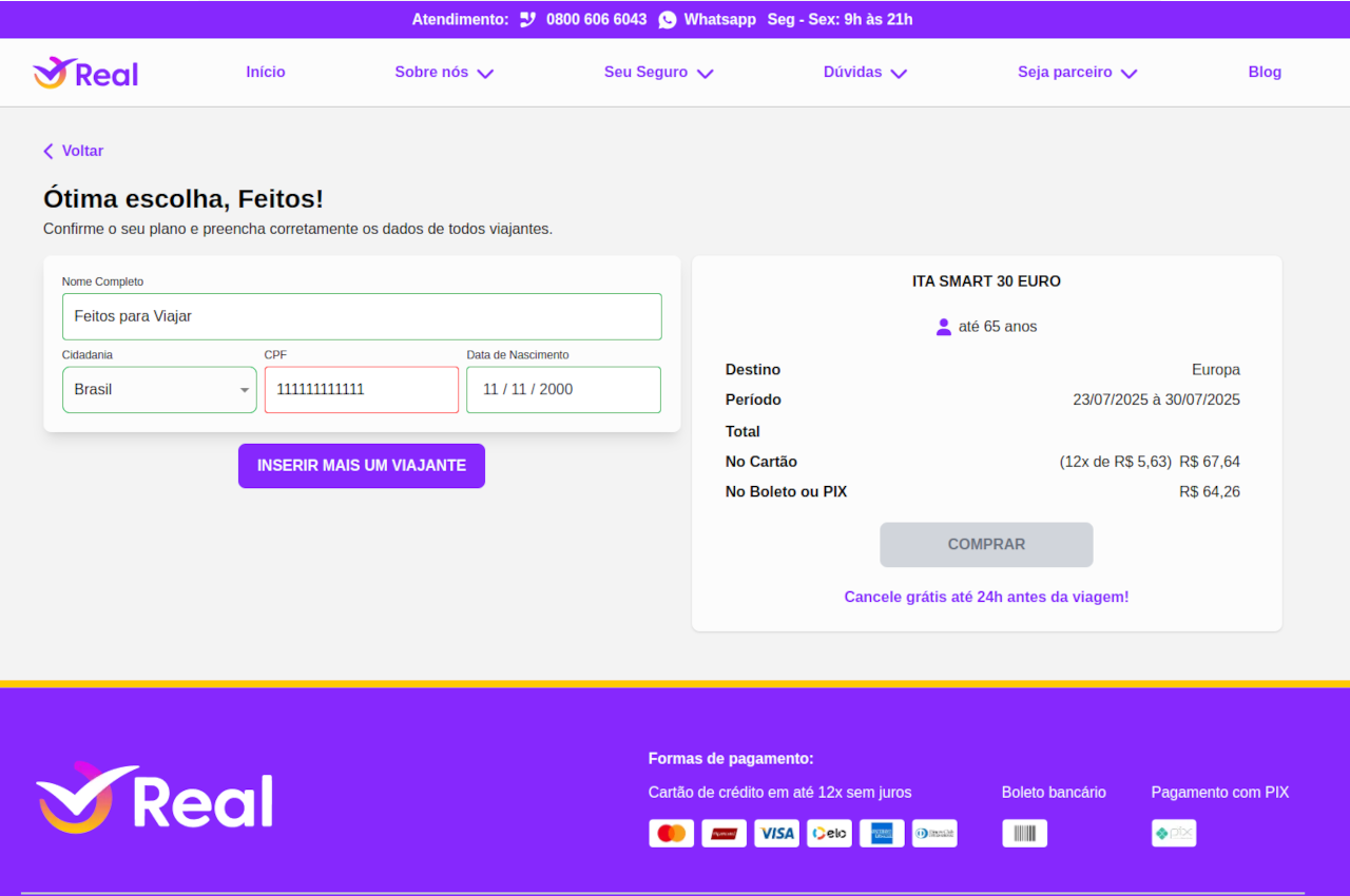 Formulário de dados